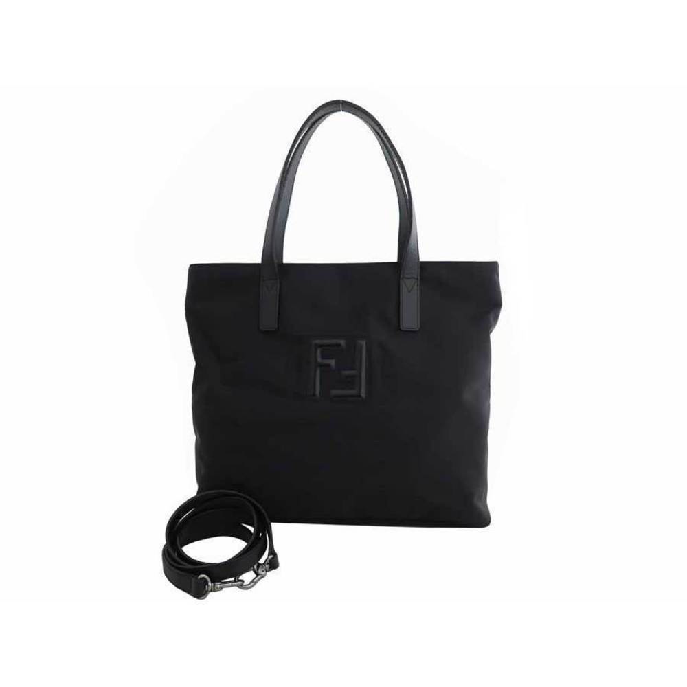 Fendi 2Way FF Handbag Nylon Leather Black